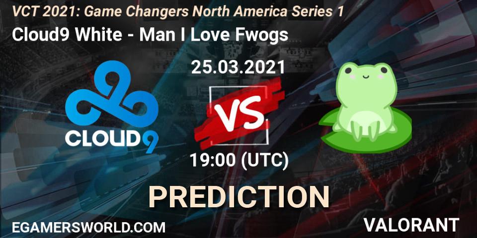 Pronósticos Cloud9 White - Man I Love Fwogs. 25.03.2021 at 19:00. VCT 2021: Game Changers North America Series 1 - VALORANT