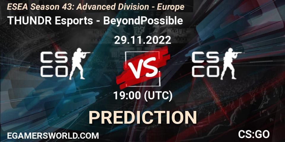 Pronósticos THUNDR Esports - BeyondPossible. 29.11.22. ESEA Season 43: Advanced Division - Europe - CS2 (CS:GO)