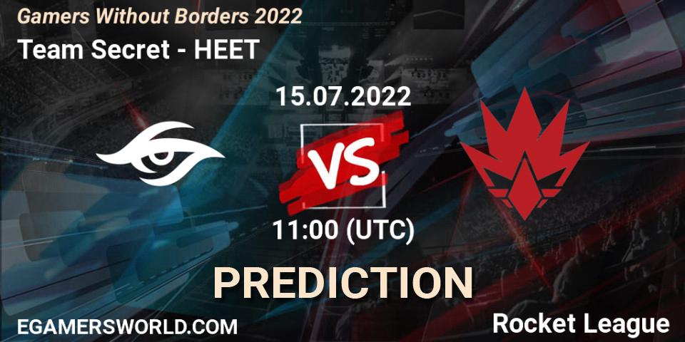 Pronósticos Team Secret - HEET. 15.07.2022 at 11:00. Gamers Without Borders 2022 - Rocket League