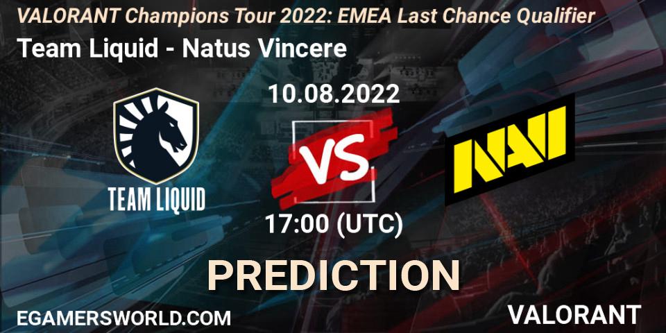 Pronósticos Team Liquid - Natus Vincere. 10.08.2022 at 18:00. VCT 2022: EMEA Last Chance Qualifier - VALORANT
