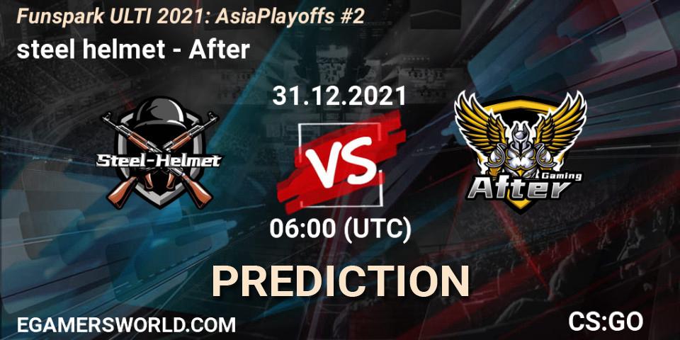 Pronósticos steel helmet - After. 31.12.2021 at 07:00. Funspark ULTI 2021 Asia Playoffs 2 - Counter-Strike (CS2)