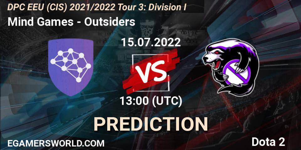 Pronósticos Mind Games - Outsiders. 15.07.2022 at 13:38. DPC EEU (CIS) 2021/2022 Tour 3: Division I - Dota 2