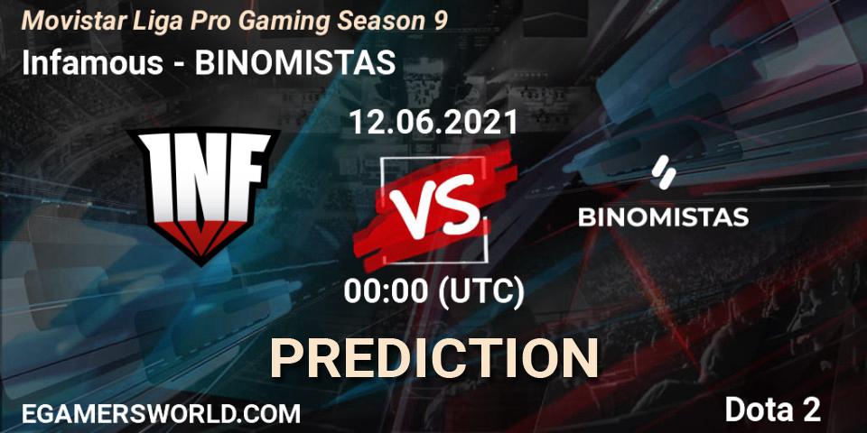 Pronósticos Infamous - BINOMISTAS. 12.06.2021 at 00:01. Movistar Liga Pro Gaming Season 9 - Dota 2