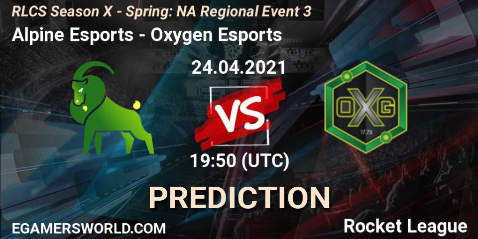 Pronósticos Alpine Esports - Oxygen Esports. 24.04.2021 at 19:35. RLCS Season X - Spring: NA Regional Event 3 - Rocket League