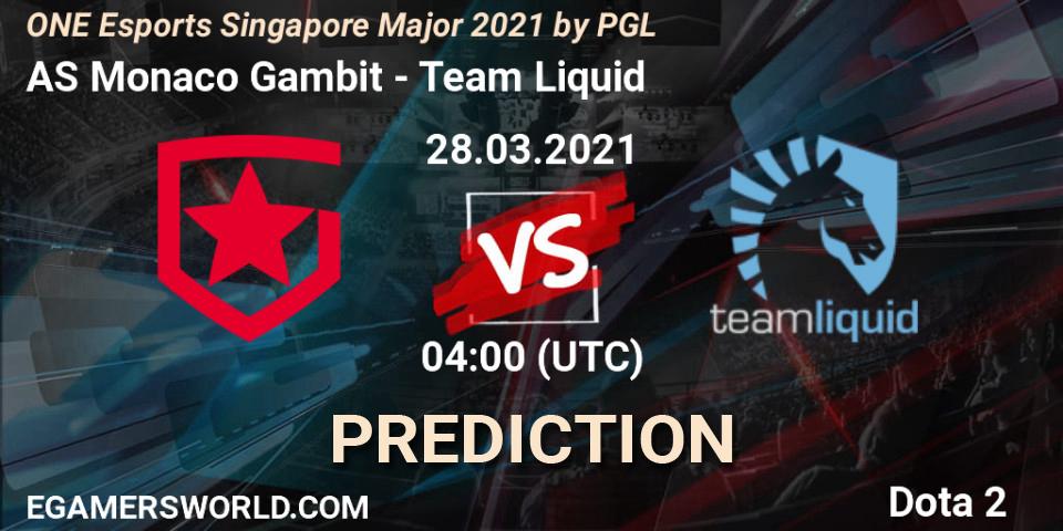 Pronósticos AS Monaco Gambit - Team Liquid. 28.03.21. ONE Esports Singapore Major 2021 - Dota 2