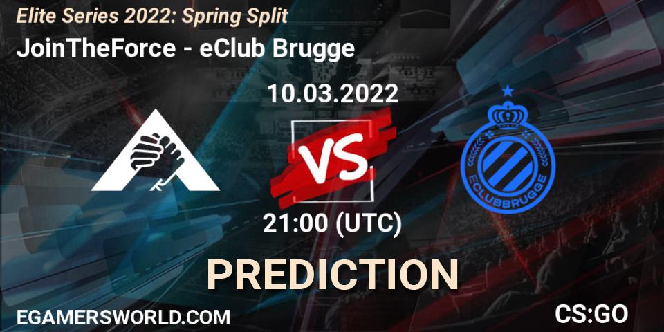Pronósticos JoinTheForce - eClub Brugge. 10.03.2022 at 21:00. Elite Series 2022: Spring Split - Counter-Strike (CS2)