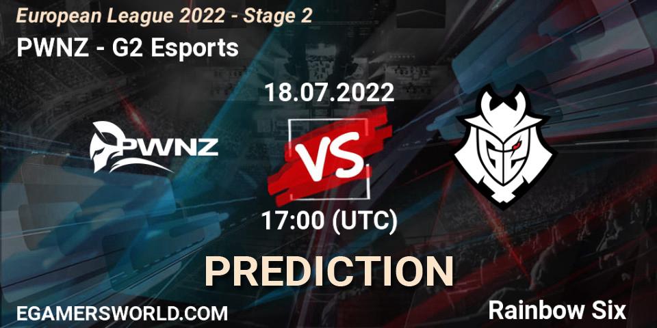 Pronósticos PWNZ - G2 Esports. 18.07.2022 at 19:00. European League 2022 - Stage 2 - Rainbow Six