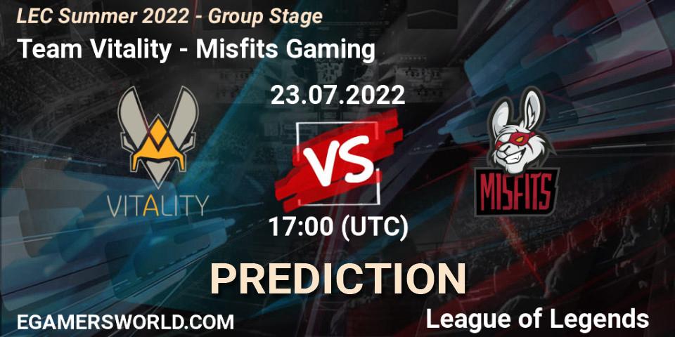 Pronósticos Team Vitality - Misfits Gaming. 23.07.22. LEC Summer 2022 - Group Stage - LoL