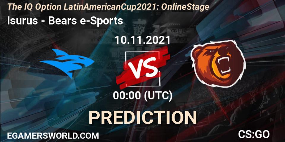 Pronósticos Isurus - Bears e-Sports. 10.11.2021 at 00:00. The IQ Option Latin American Cup 2021: Online Stage - Counter-Strike (CS2)