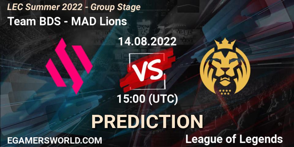 Pronósticos Team BDS - MAD Lions. 14.08.2022 at 16:00. LEC Summer 2022 - Group Stage - LoL