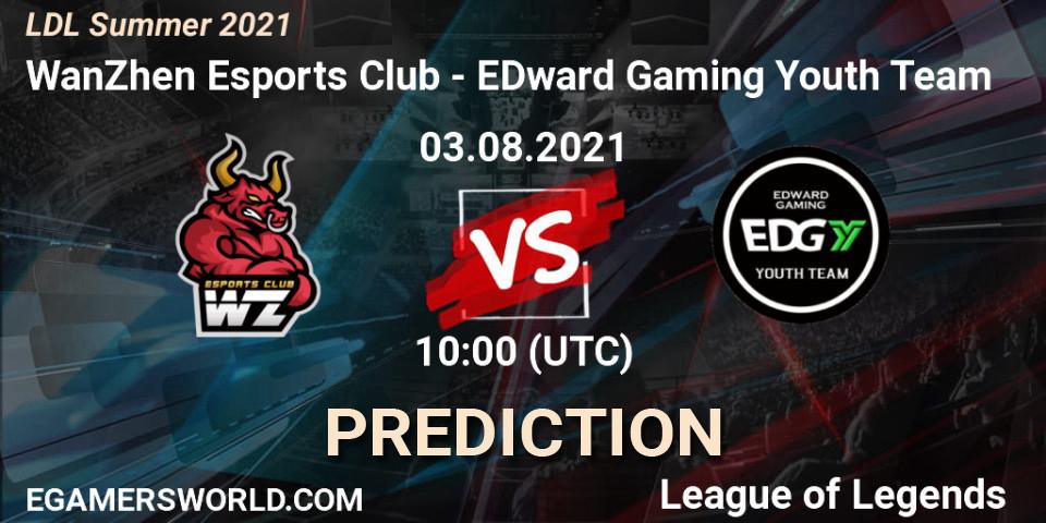 Pronósticos WanZhen Esports Club - EDward Gaming Youth Team. 03.08.2021 at 12:00. LDL Summer 2021 - LoL