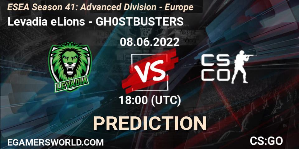 Pronósticos Levadia eLions - GH0STBUSTERS. 08.06.2022 at 18:00. ESEA Season 41: Advanced Division - Europe - Counter-Strike (CS2)