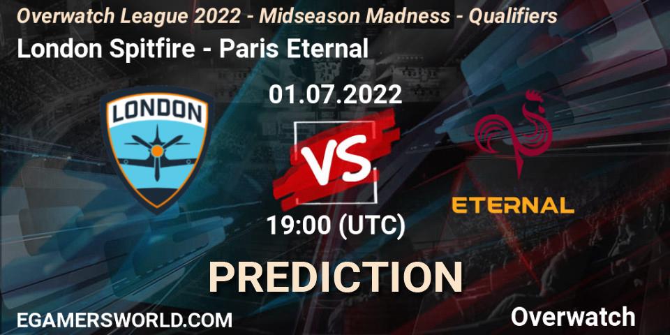 Pronósticos London Spitfire - Paris Eternal. 01.07.22. Overwatch League 2022 - Midseason Madness - Qualifiers - Overwatch