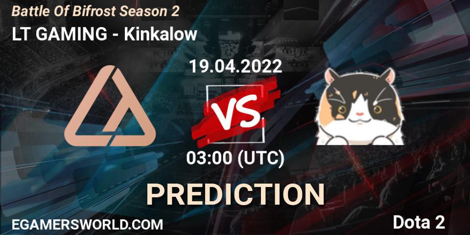 Pronósticos LT GAMING - Kinkalow. 19.04.2022 at 03:22. Battle Of Bifrost Season 2 - Dota 2
