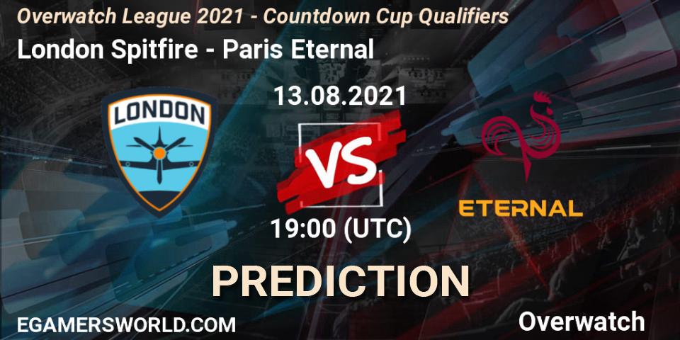 Pronósticos London Spitfire - Paris Eternal. 13.08.21. Overwatch League 2021 - Countdown Cup Qualifiers - Overwatch