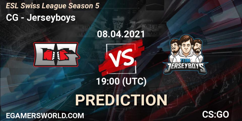 Pronósticos CG - Jerseyboys. 08.04.2021 at 19:00. ESL Swiss League Season 5 - Counter-Strike (CS2)