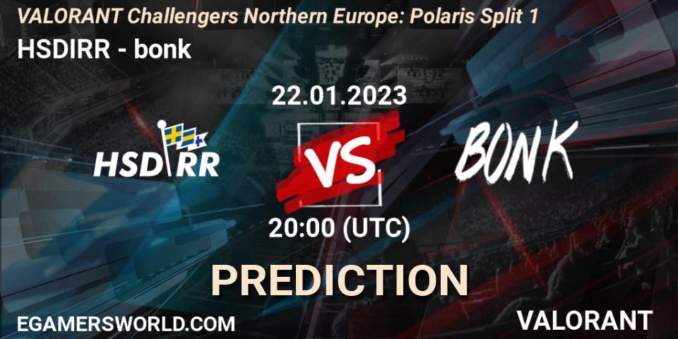 Pronósticos HSDIRR - bonk. 22.01.2023 at 20:00. VALORANT Challengers 2023 Northern Europe: Polaris Split 1 - VALORANT
