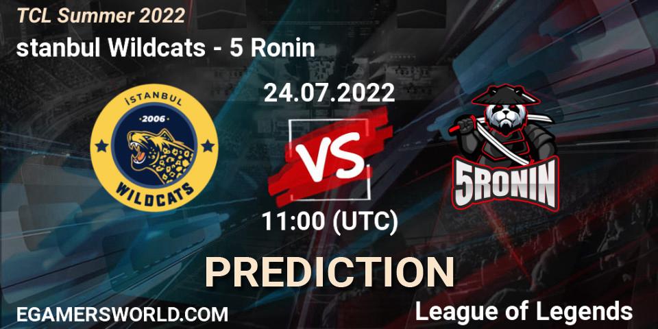 Pronósticos İstanbul Wildcats - 5 Ronin. 24.07.2022 at 11:00. TCL Summer 2022 - LoL