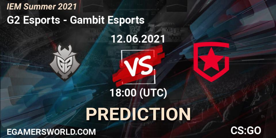 Pronósticos G2 Esports - Gambit Esports. 12.06.2021 at 18:40. IEM Summer 2021 - Counter-Strike (CS2)