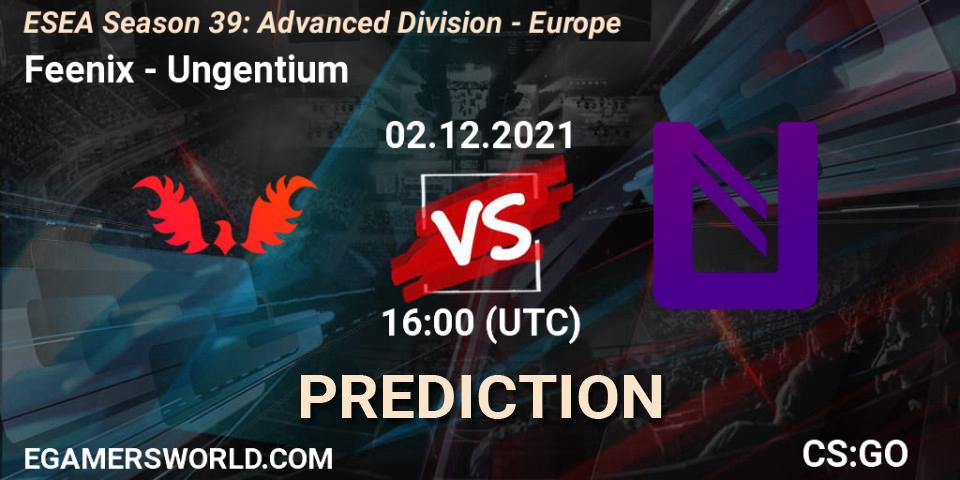 Pronósticos Feenix - Ungentium. 02.12.2021 at 16:00. ESEA Season 39: Advanced Division - Europe - Counter-Strike (CS2)