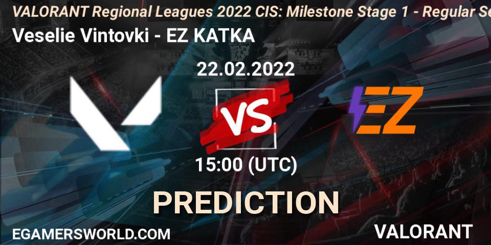 Pronósticos Veselie Vintovki - EZ KATKA. 22.02.2022 at 17:45. VALORANT Regional Leagues 2022 CIS: Milestone Stage 1 - Regular Season - VALORANT