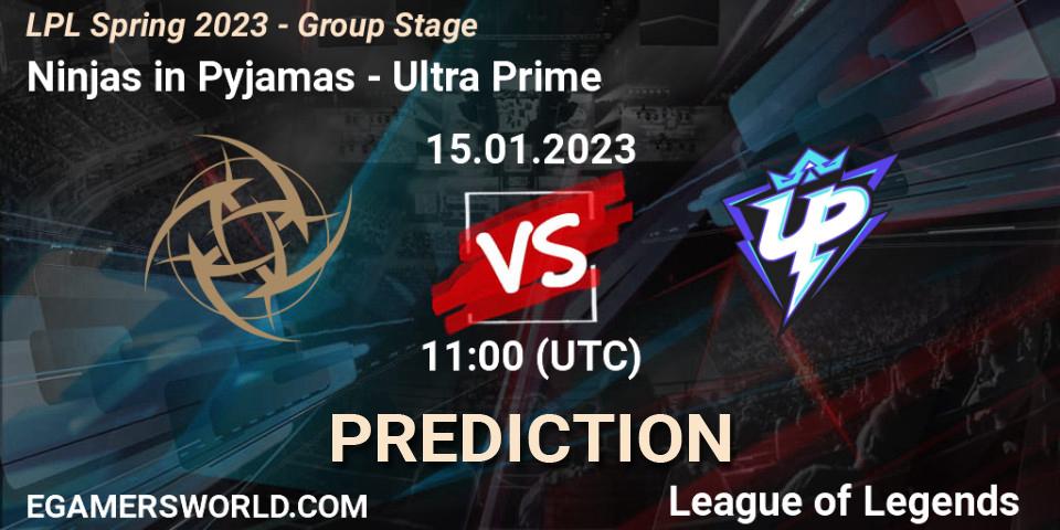 Pronósticos Ninjas in Pyjamas - Ultra Prime. 15.01.2023 at 12:00. LPL Spring 2023 - Group Stage - LoL