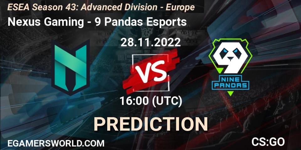Pronósticos Nexus Gaming - 9 Pandas Esports. 01.12.22. ESEA Season 43: Advanced Division - Europe - CS2 (CS:GO)