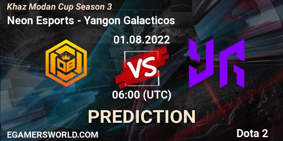 Pronósticos Neon Esports - Yangon Galacticos. 01.08.2022 at 10:09. Khaz Modan Cup Season 3 - Dota 2