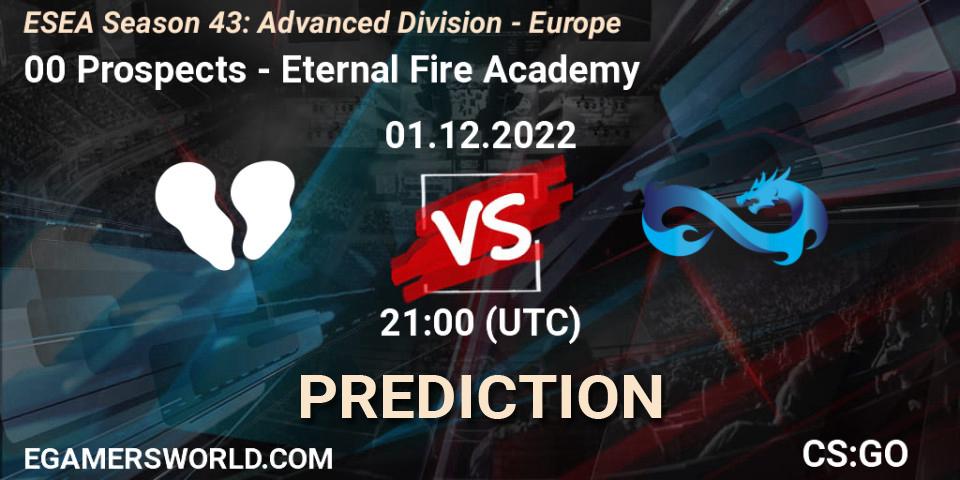 Pronósticos 00 Prospects - Eternal Fire Academy. 02.12.22. ESEA Season 43: Advanced Division - Europe - CS2 (CS:GO)
