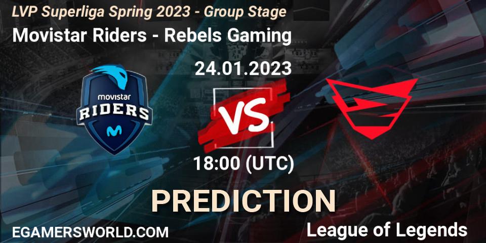 Pronósticos Movistar Riders - Rebels Gaming. 24.01.2023 at 18:00. LVP Superliga Spring 2023 - Group Stage - LoL
