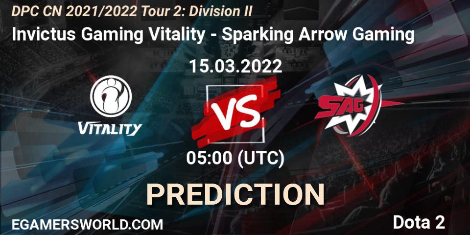 Pronósticos Invictus Gaming Vitality - Sparking Arrow Gaming. 15.03.22. DPC 2021/2022 Tour 2: CN Division II (Lower) - Dota 2
