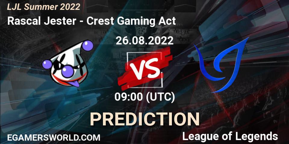 Pronósticos Rascal Jester - Crest Gaming Act. 26.08.22. LJL Summer 2022 - LoL