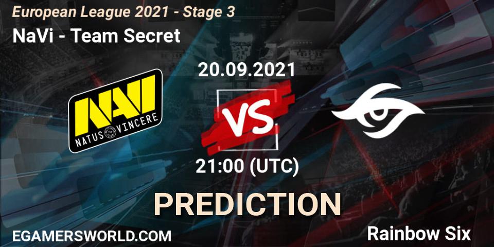 Pronósticos NaVi - Team Secret. 20.09.2021 at 21:00. European League 2021 - Stage 3 - Rainbow Six