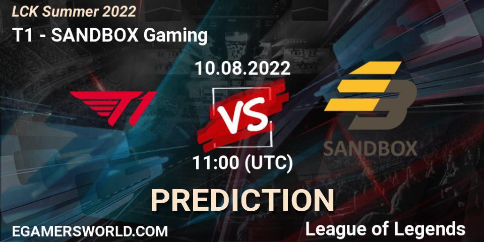 Pronósticos T1 - SANDBOX Gaming. 10.08.22. LCK Summer 2022 - LoL