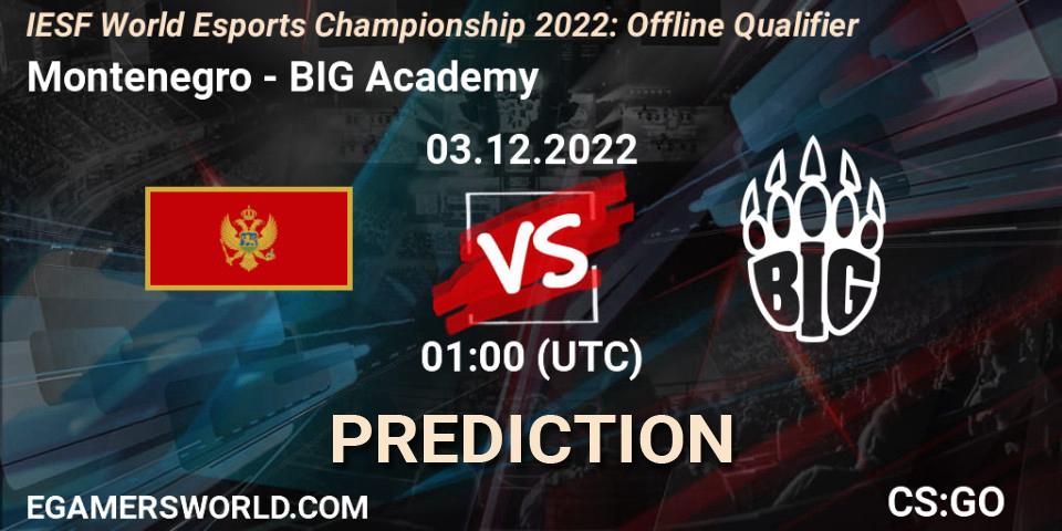 Pronósticos Montenegro - BIG Academy. 03.12.2022 at 01:00. IESF World Esports Championship 2022: Offline Qualifier - Counter-Strike (CS2)