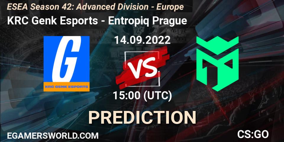 Pronósticos KRC Genk Esports - Entropiq Prague. 14.09.2022 at 15:00. ESEA Season 42: Advanced Division - Europe - Counter-Strike (CS2)
