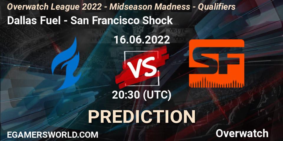 Pronósticos Dallas Fuel - San Francisco Shock. 16.06.2022 at 20:40. Overwatch League 2022 - Midseason Madness - Qualifiers - Overwatch