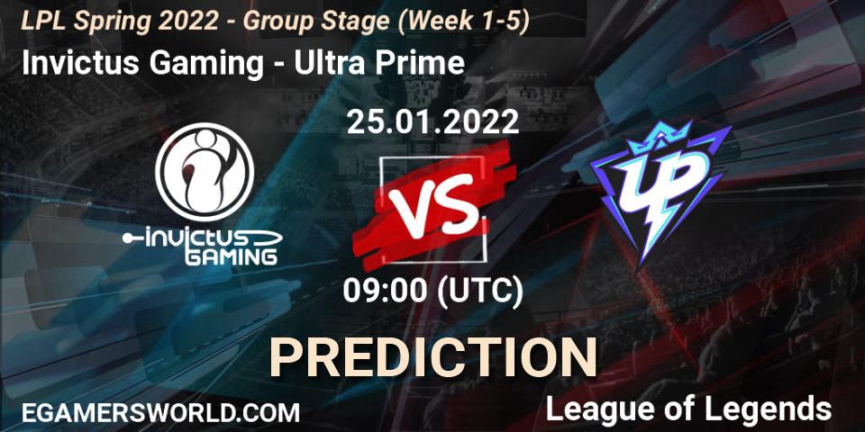Pronósticos Invictus Gaming - Ultra Prime. 25.01.2022 at 09:00. LPL Spring 2022 - Group Stage (Week 1-5) - LoL