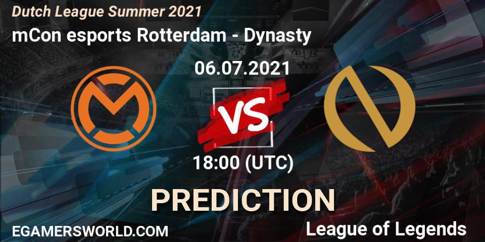 Pronósticos mCon esports Rotterdam - Dynasty. 06.07.21. Dutch League Summer 2021 - LoL