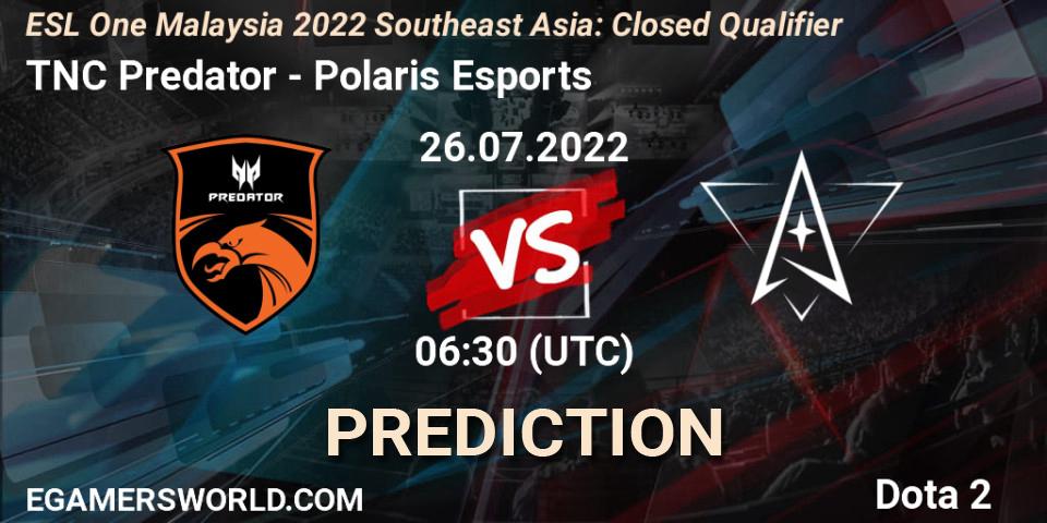 Pronósticos TNC Predator - Polaris Esports. 26.07.2022 at 06:31. ESL One Malaysia 2022 Southeast Asia: Closed Qualifier - Dota 2