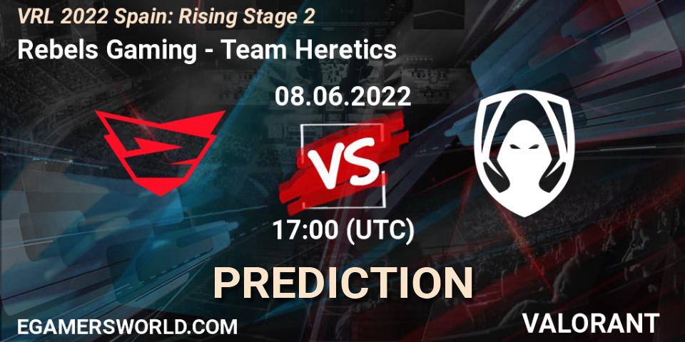 Pronósticos Rebels Gaming - Team Heretics. 08.06.2022 at 17:25. VRL 2022 Spain: Rising Stage 2 - VALORANT
