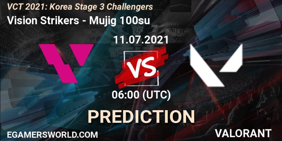 Pronósticos Vision Strikers - Mujig 100su. 11.07.2021 at 06:00. VCT 2021: Korea Stage 3 Challengers - VALORANT