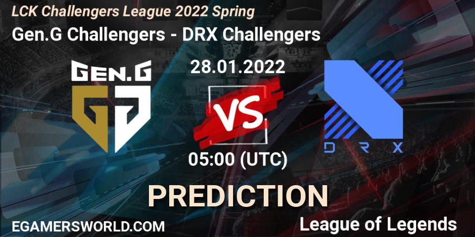 Pronósticos Gen.G Challengers - DRX Challengers. 28.01.2022 at 05:00. LCK Challengers League 2022 Spring - LoL