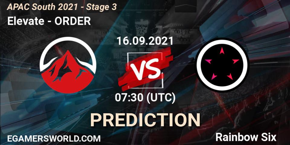 Pronósticos Elevate - ORDER. 16.09.2021 at 07:30. APAC South 2021 - Stage 3 - Rainbow Six
