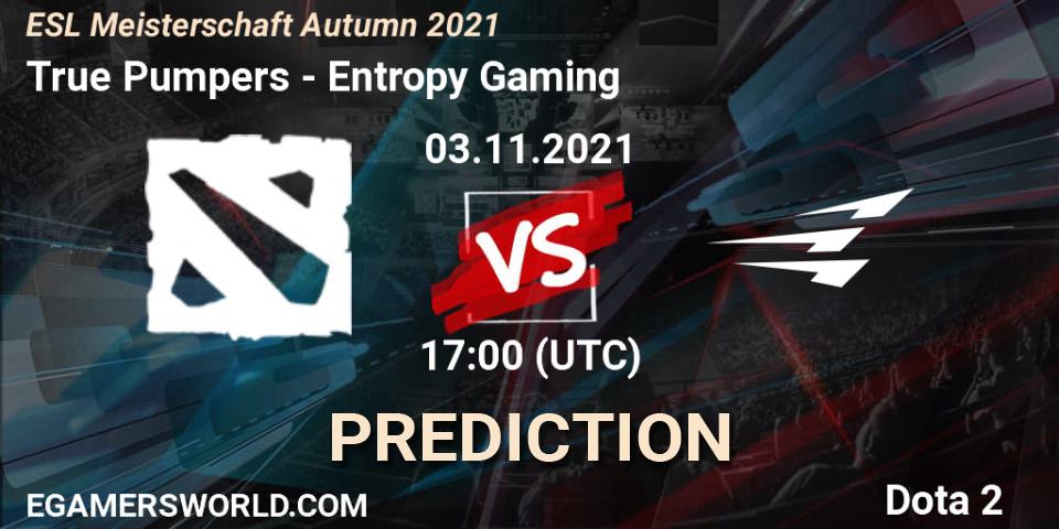 Pronósticos True Pumpers - Entropy Gaming. 03.11.2021 at 18:00. ESL Meisterschaft Autumn 2021 - Dota 2