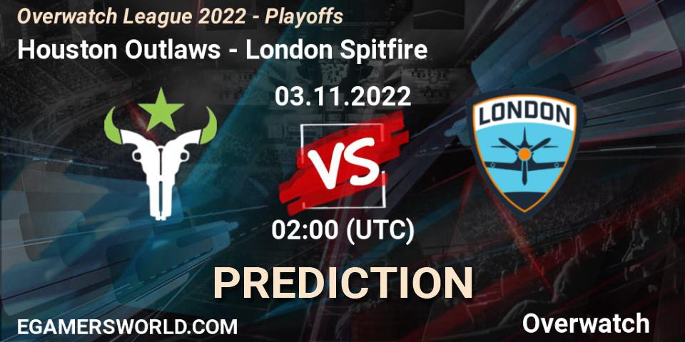 Pronósticos Houston Outlaws - London Spitfire. 03.11.22. Overwatch League 2022 - Playoffs - Overwatch