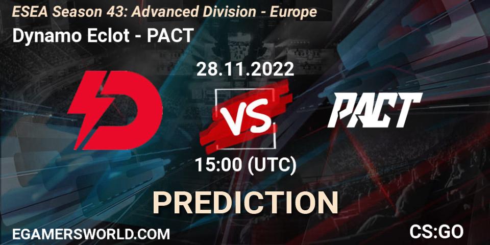 Pronósticos Dynamo Eclot - PACT. 01.12.22. ESEA Season 43: Advanced Division - Europe - CS2 (CS:GO)