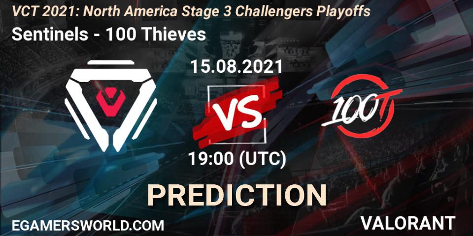 Pronósticos Sentinels - 100 Thieves. 15.08.2021 at 19:00. VCT 2021: North America Stage 3 Challengers Playoffs - VALORANT