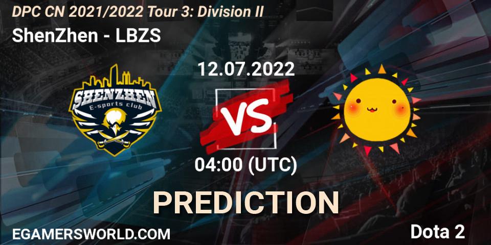 Pronósticos ShenZhen - LBZS. 12.07.22. DPC CN 2021/2022 Tour 3: Division II - Dota 2