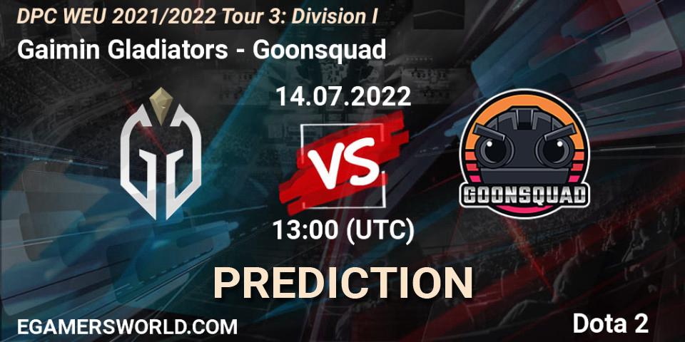 Pronósticos Gaimin Gladiators - Goonsquad. 14.07.2022 at 12:55. DPC WEU 2021/2022 Tour 3: Division I - Dota 2